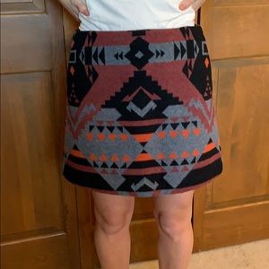 Red black gray Aztec print skirt